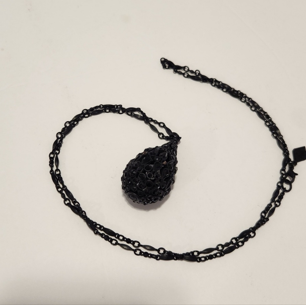 Jet Black Pendant Necklace
